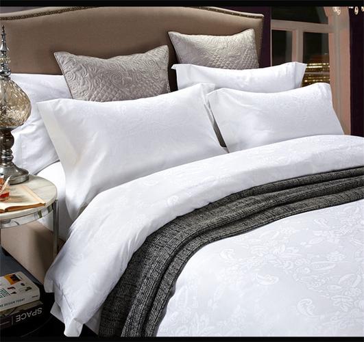 维也纳酒店四件套五星级酒店床上用品总统套房维也纳白色绣花被套四